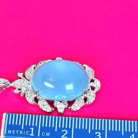 925 Sterling Silver Pendant with Natural Chalcedony 10x20mm - Picture 3 of 10